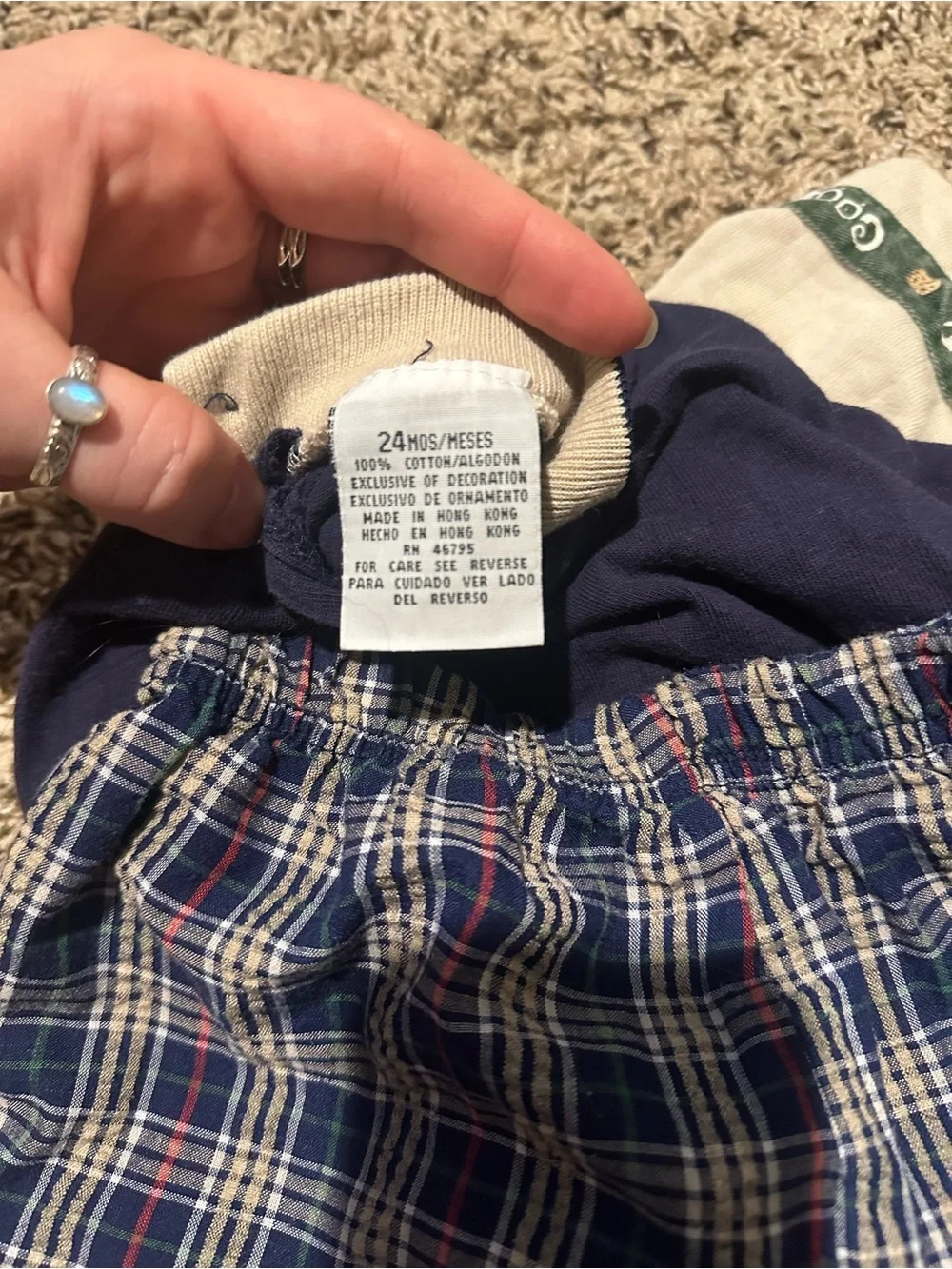 Vintage Kids Navy Cookie Monster two piece Set - Blue Plaid Shorts